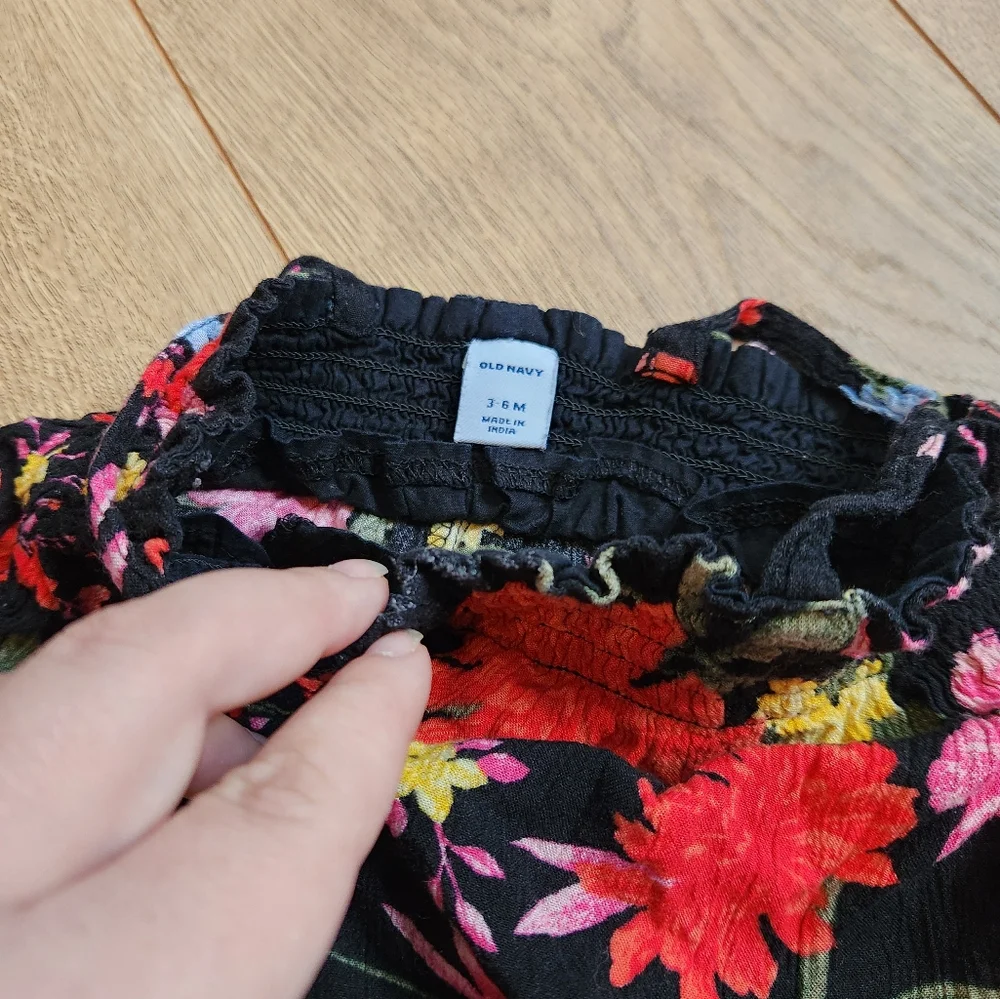 3-6 Old Navy Black Floral Jumpsuit